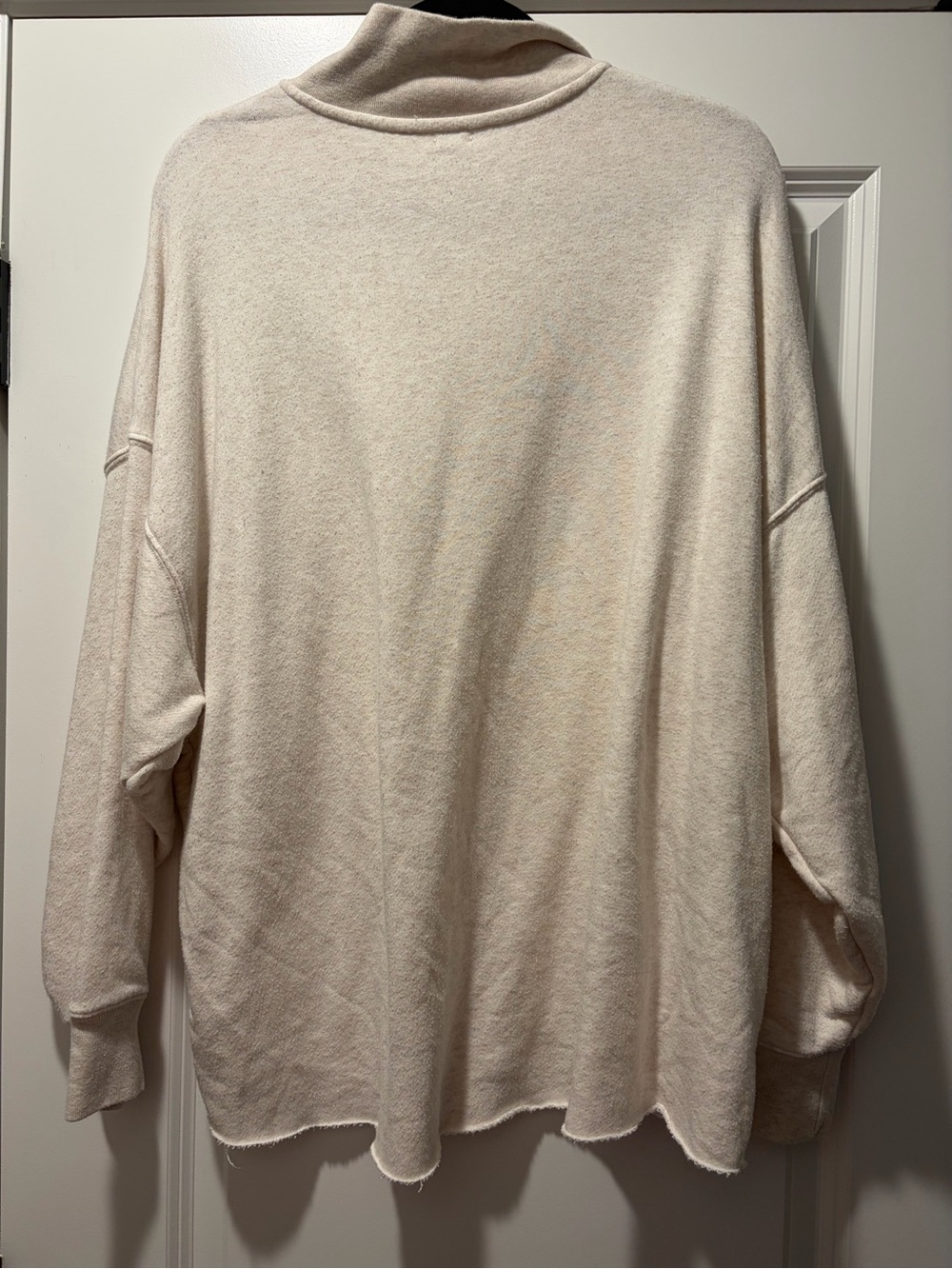 Aerie Cream Quarter-Zip Sweater - Distressed Cutoff - Picture 3 of 3